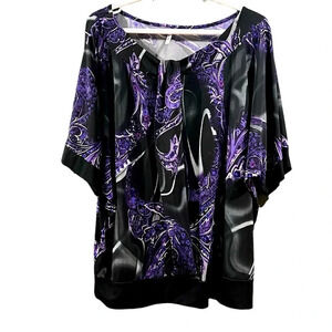 Sparkle Purple and Black top. Size 1X